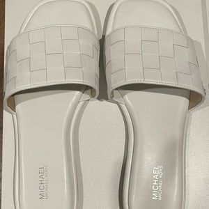 Michael Kors Hayworth Woven Leather Slide Sandal